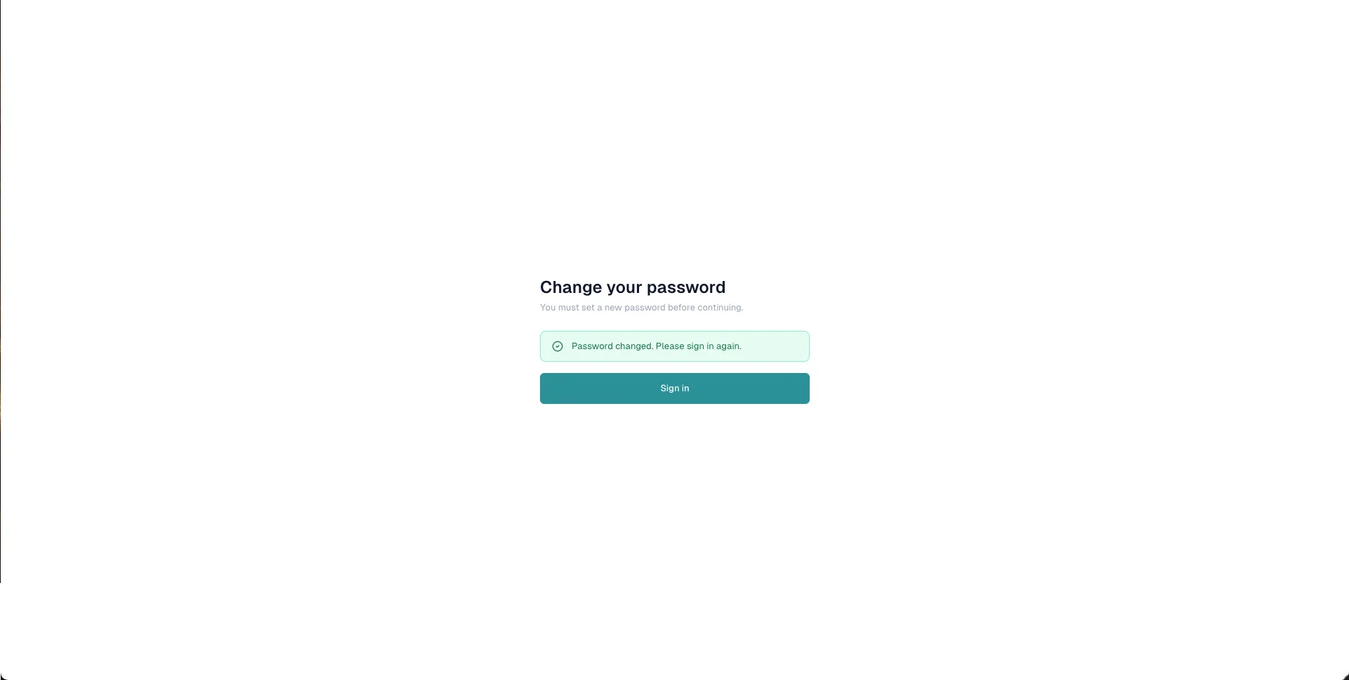Password changed confirmation