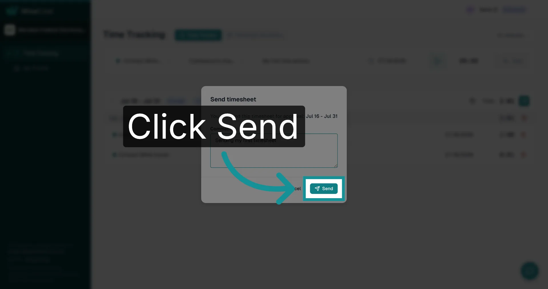 Send timesheet confirmation dialog